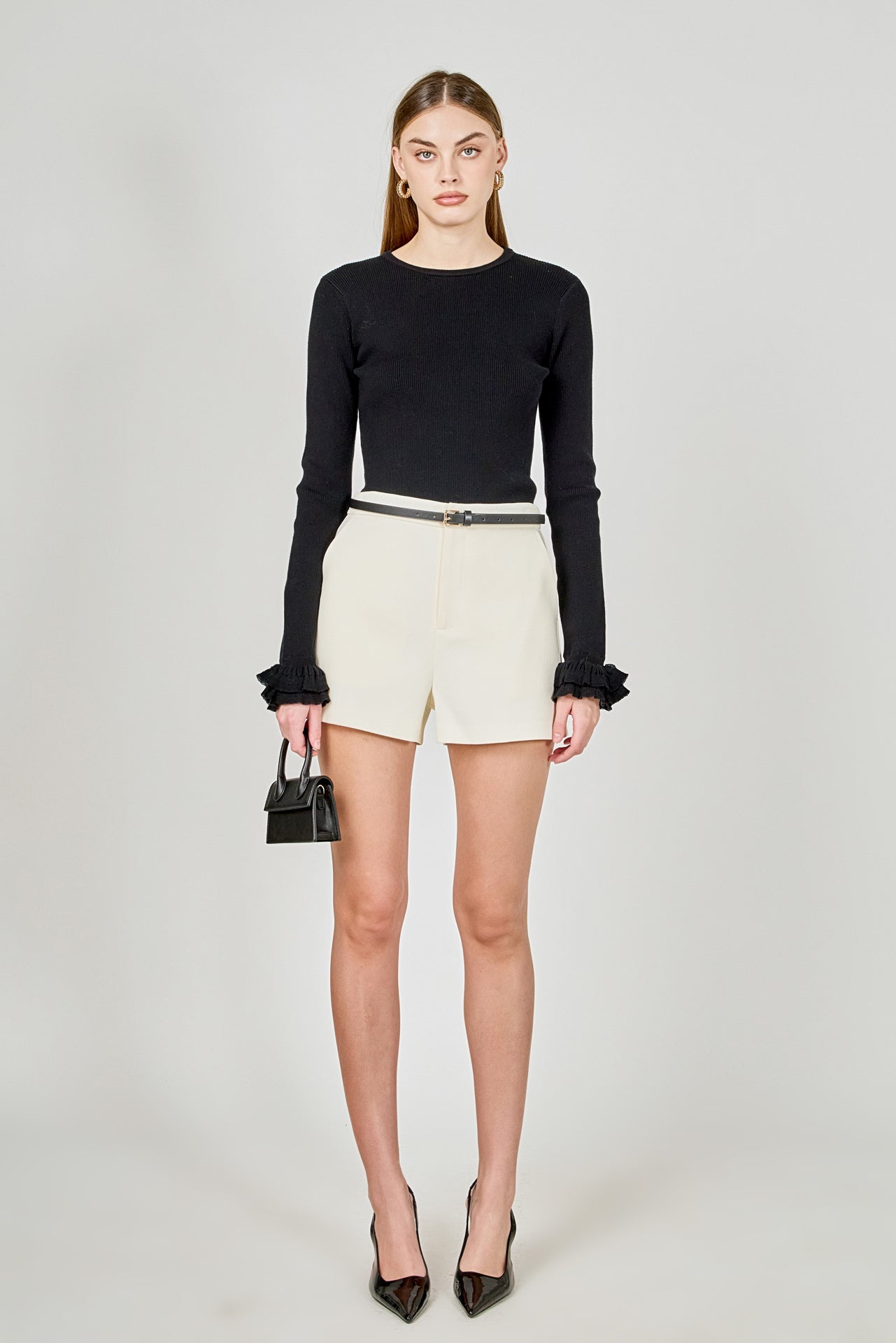 ENDLESS ROSE - Ruffled Cuff Knit Top - SWEATERS & KNITS available at Objectrare