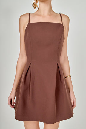 Pleated Structured Mini Dress