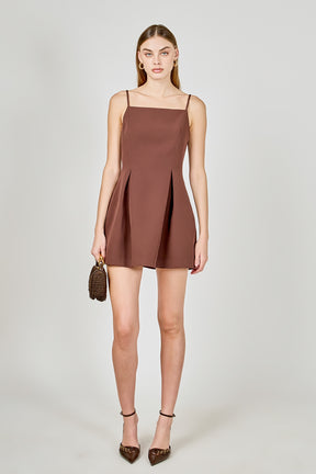Pleated Structured Mini Dress
