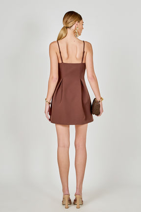 Pleated Structured Mini Dress