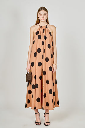 ENDLESS ROSE - Polka Dot Halter Neck Maxi Dress - DRESSES available at Objectrare
