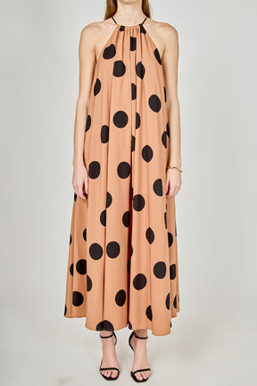 ENDLESS ROSE - Polka Dot Halter Neck Maxi Dress - DRESSES available at Objectrare