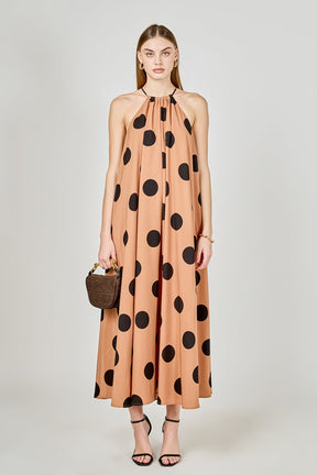 ENDLESS ROSE - Polka Dot Halter Neck Maxi Dress - DRESSES available at Objectrare