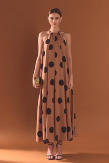 ENDLESS ROSE - Polka Dot Halter Neck Maxi Dress - DRESSES available at Objectrare