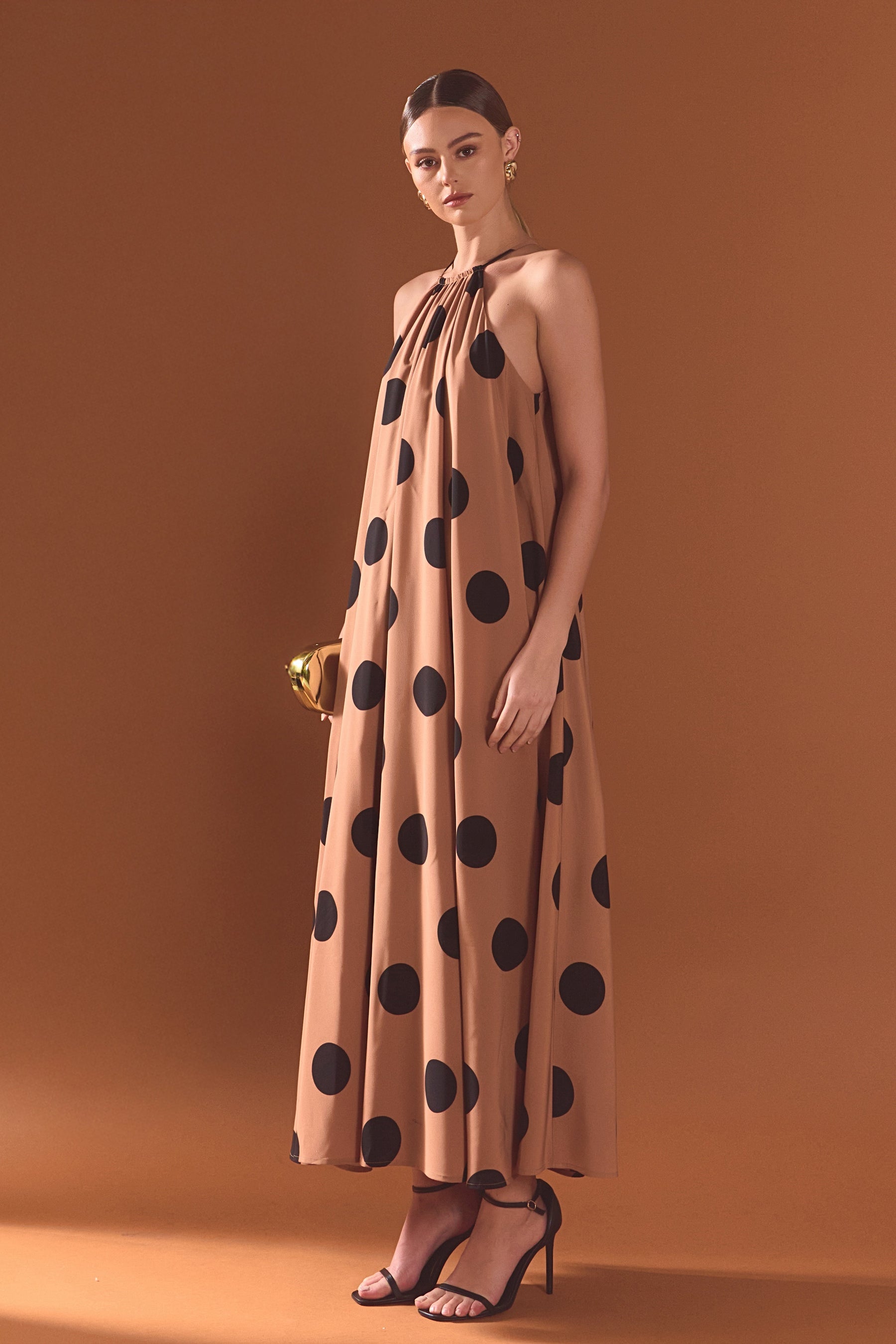 ENDLESS ROSE - Polka Dot Halter Neck Maxi Dress - DRESSES available at Objectrare