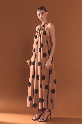 ENDLESS ROSE - Polka Dot Halter Neck Maxi Dress - DRESSES available at Objectrare