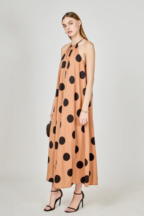 ENDLESS ROSE - Polka Dot Halter Neck Maxi Dress - DRESSES available at Objectrare