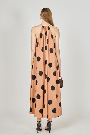 ENDLESS ROSE - Polka Dot Halter Neck Maxi Dress - DRESSES available at Objectrare