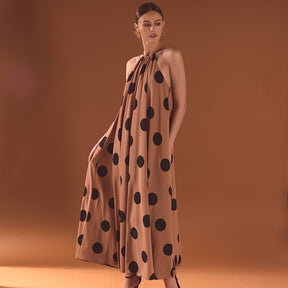ENDLESS ROSE - Polka Dot Halter Neck Maxi Dress - DRESSES available at Objectrare
