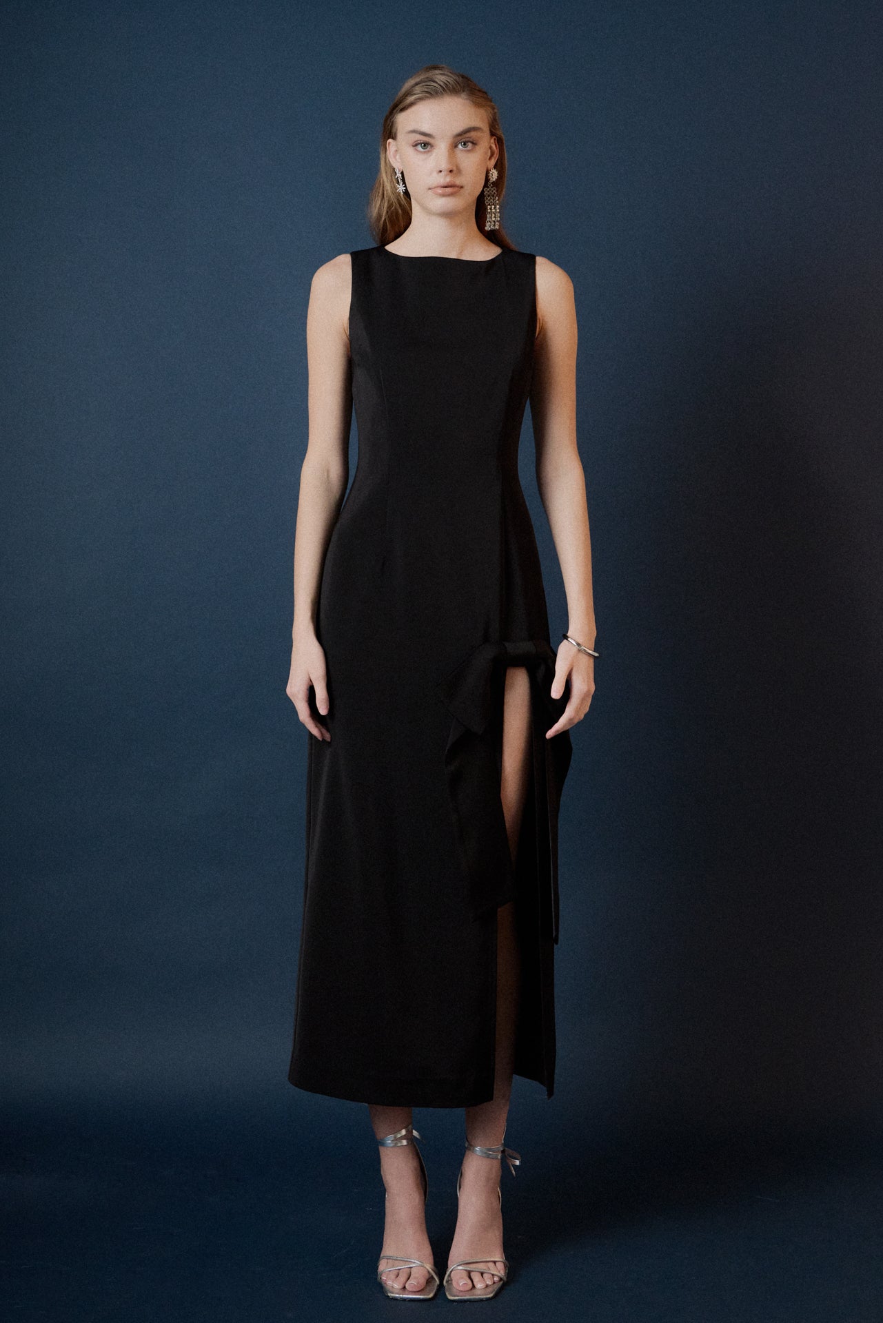 ENDLESS ROSE - Slit Maxi Dress with Bow - DRESSES available at Objectrare