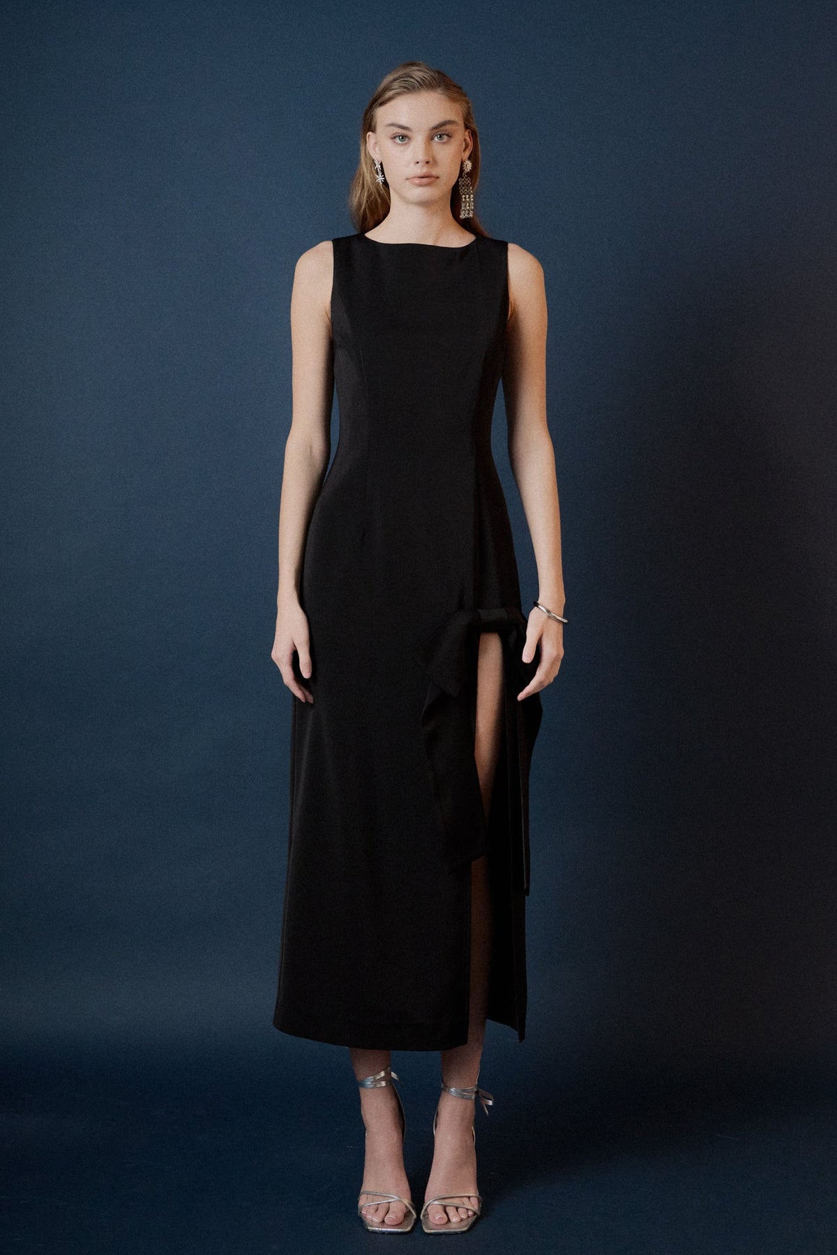 ENDLESS ROSE - Slit Maxi Dress with Bow - DRESSES available at Objectrare