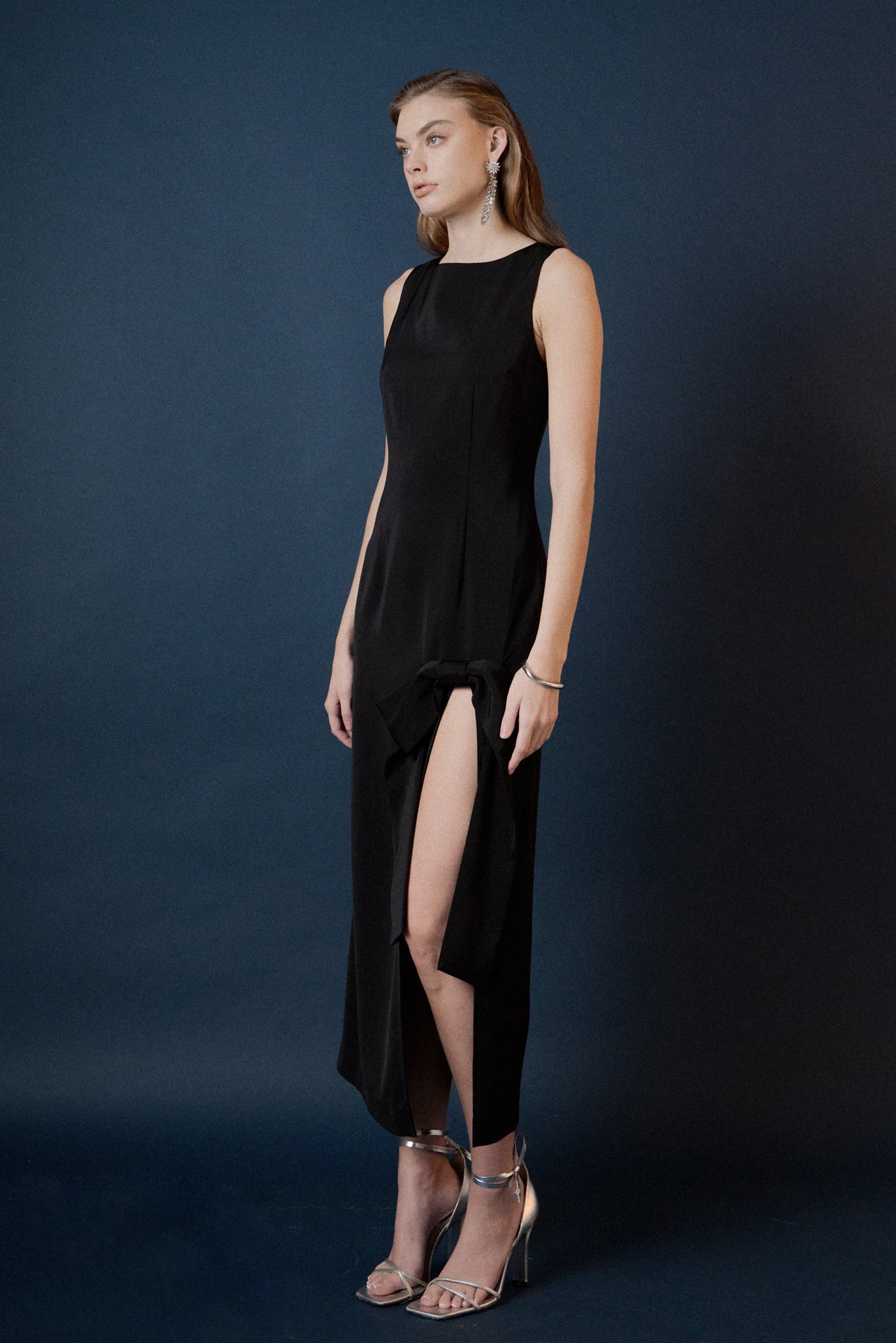 ENDLESS ROSE - Slit Maxi Dress with Bow - DRESSES available at Objectrare