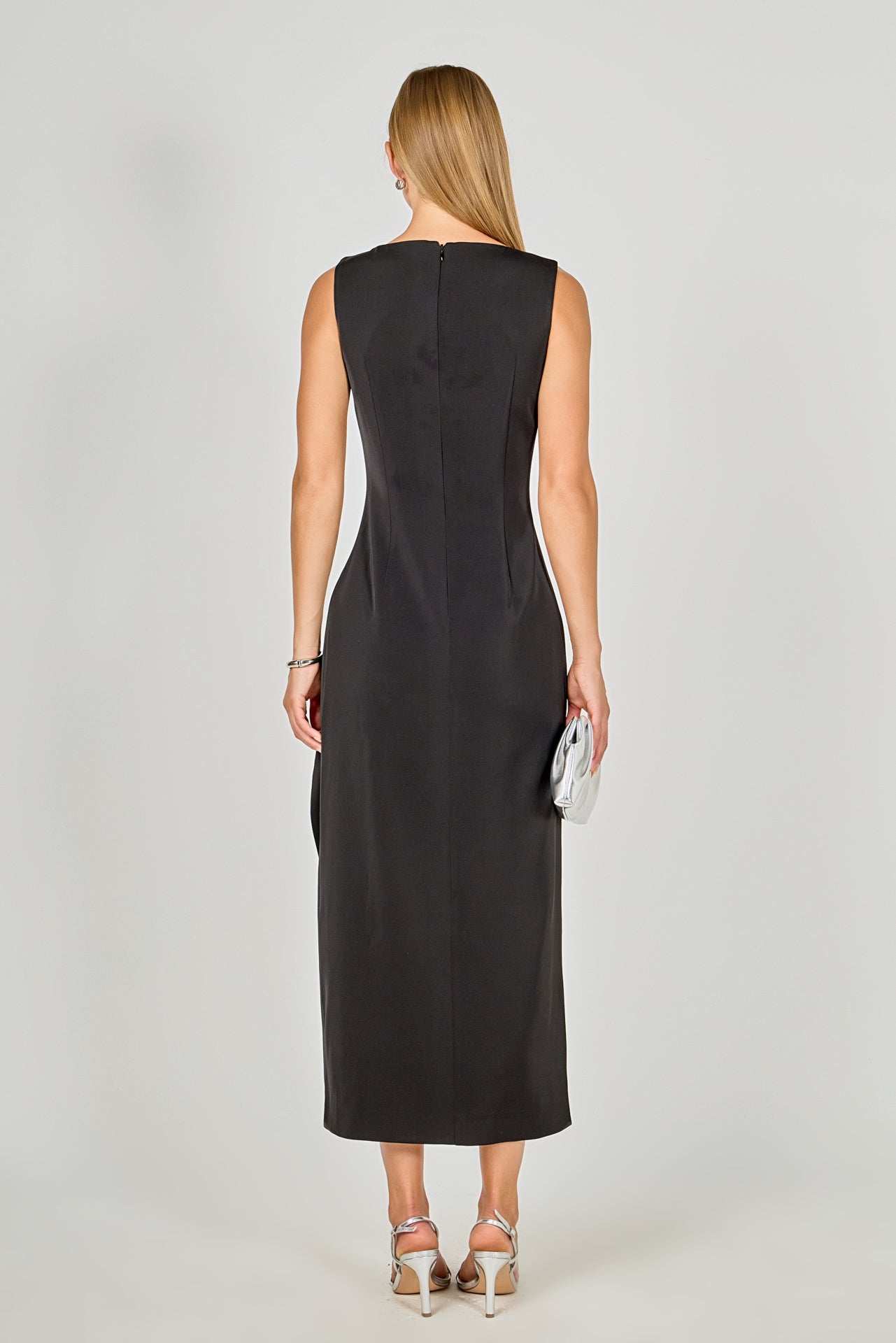 ENDLESS ROSE - Slit Maxi Dress with Bow - DRESSES available at Objectrare