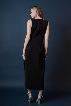 ENDLESS ROSE - Slit Maxi Dress with Bow - DRESSES available at Objectrare