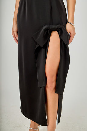 ENDLESS ROSE - Slit Maxi Dress with Bow - DRESSES available at Objectrare