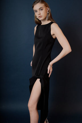 ENDLESS ROSE - Slit Maxi Dress with Bow - DRESSES available at Objectrare