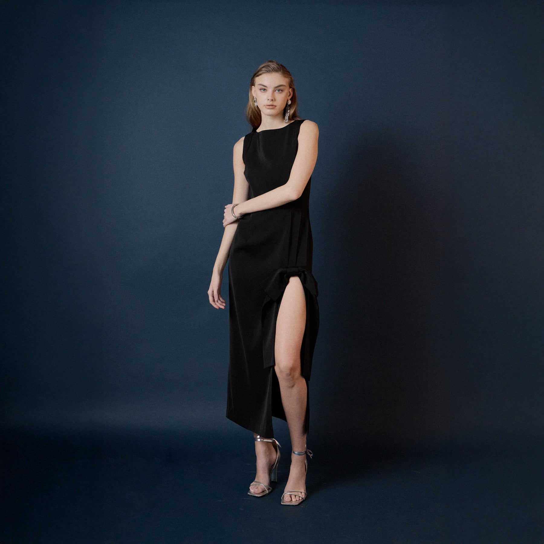ENDLESS ROSE - Slit Maxi Dress with Bow - DRESSES available at Objectrare