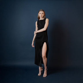 ENDLESS ROSE - Slit Maxi Dress with Bow - DRESSES available at Objectrare
