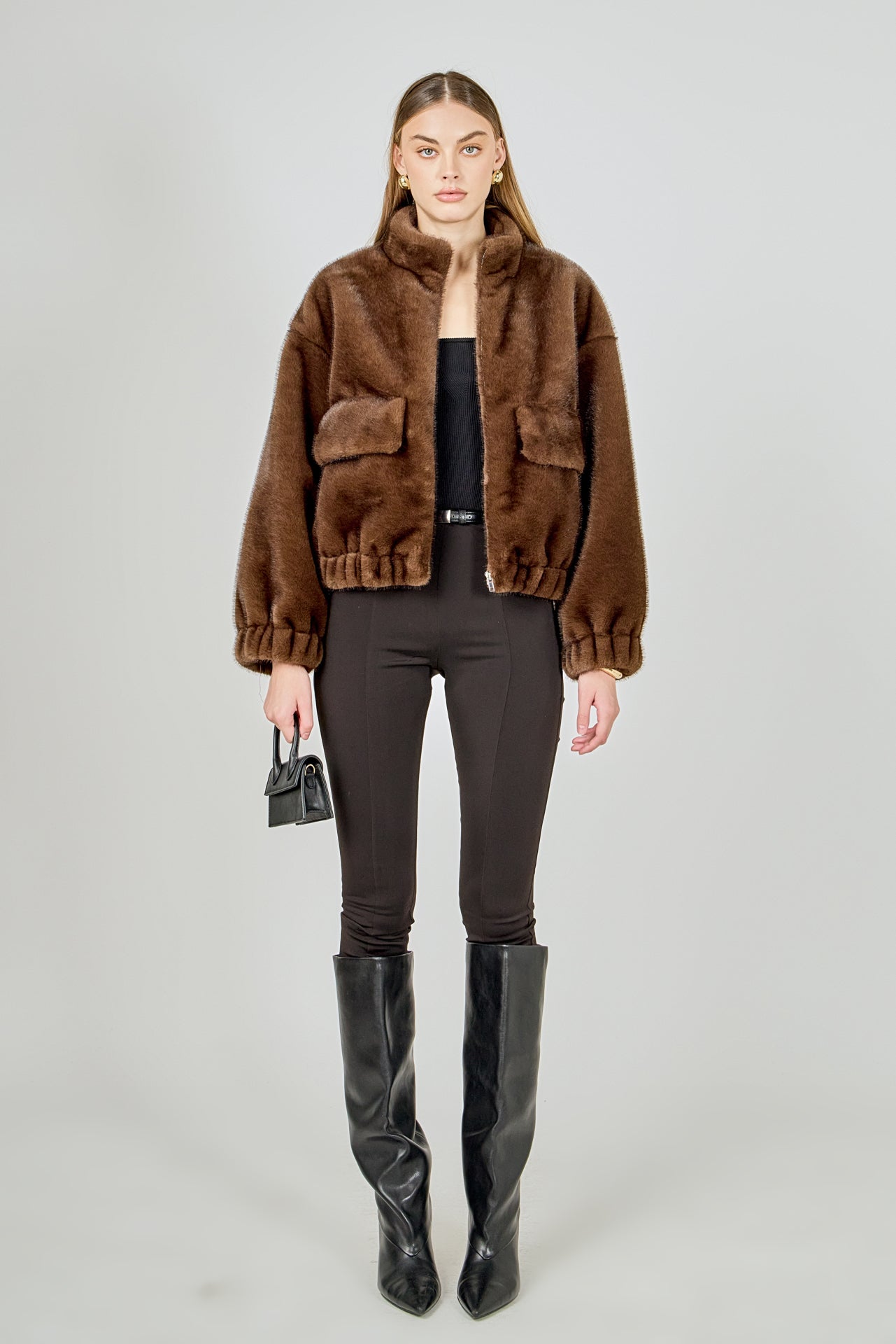 ENDLESS ROSE - Fur Bomber Jacket - JACKETS available at Objectrare