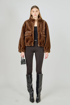 ENDLESS ROSE - Fur Bomber Jacket - JACKETS available at Objectrare