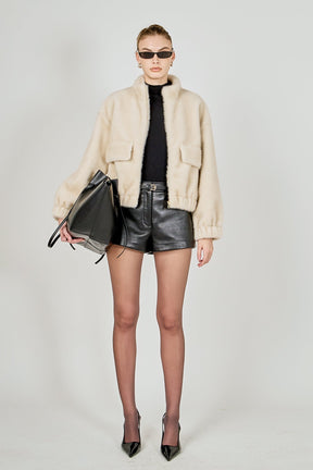 ENDLESS ROSE - Fur Bomber Jacket - JACKETS available at Objectrare