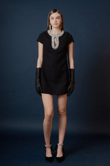 ENDLESS ROSE - Jewel Trim Neck Mini Dress - DRESSES available at Objectrare