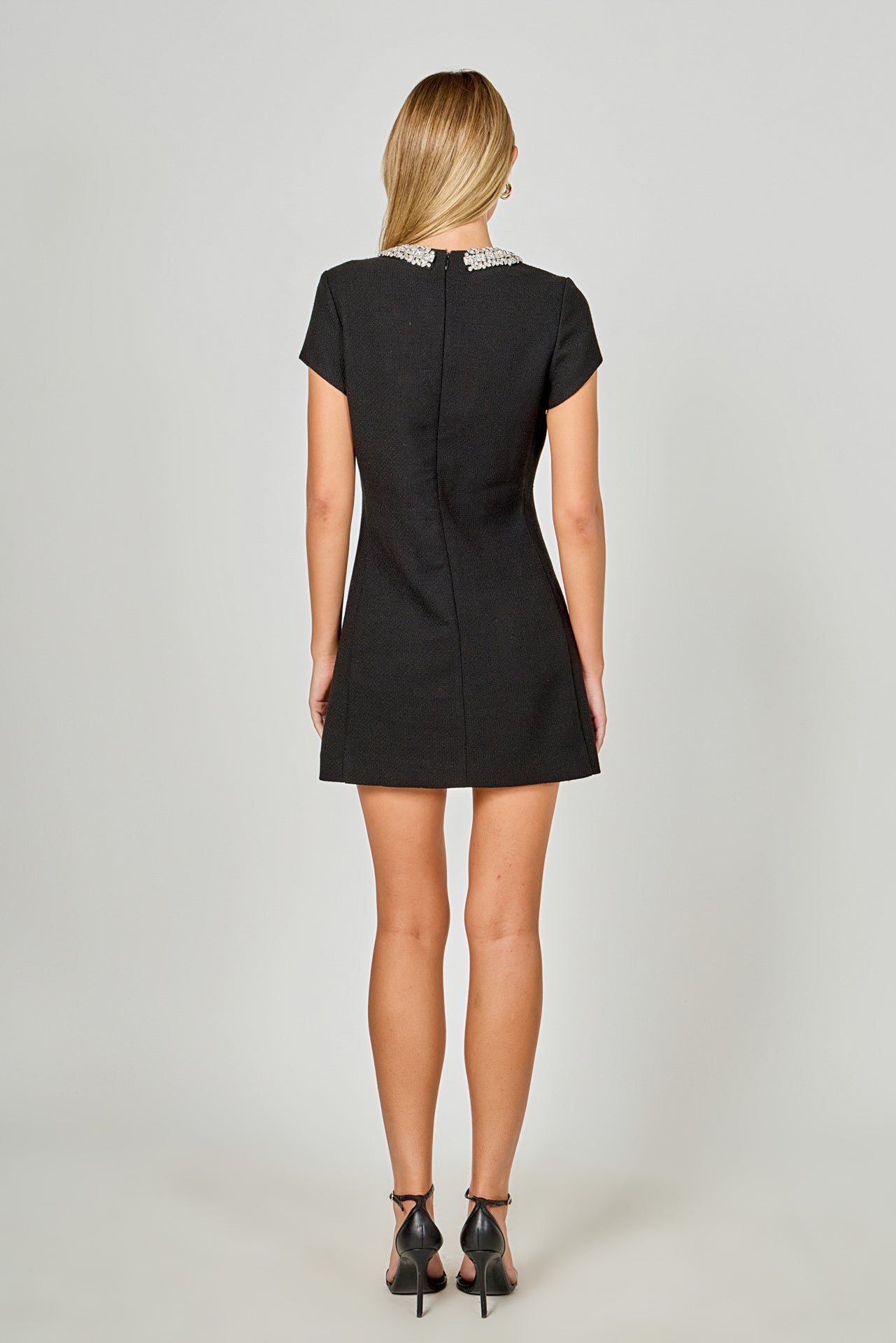 ENDLESS ROSE - Jewel Trim Neck Mini Dress - DRESSES available at Objectrare