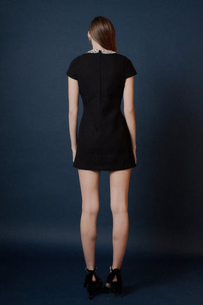 ENDLESS ROSE - Jewel Trim Neck Mini Dress - DRESSES available at Objectrare