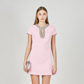 ENDLESS ROSE - Jewel Trim Neck Mini Dress - DRESSES available at Objectrare