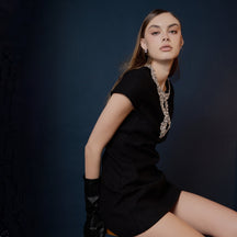 ENDLESS ROSE - Jewel Trim Neck Mini Dress - DRESSES available at Objectrare
