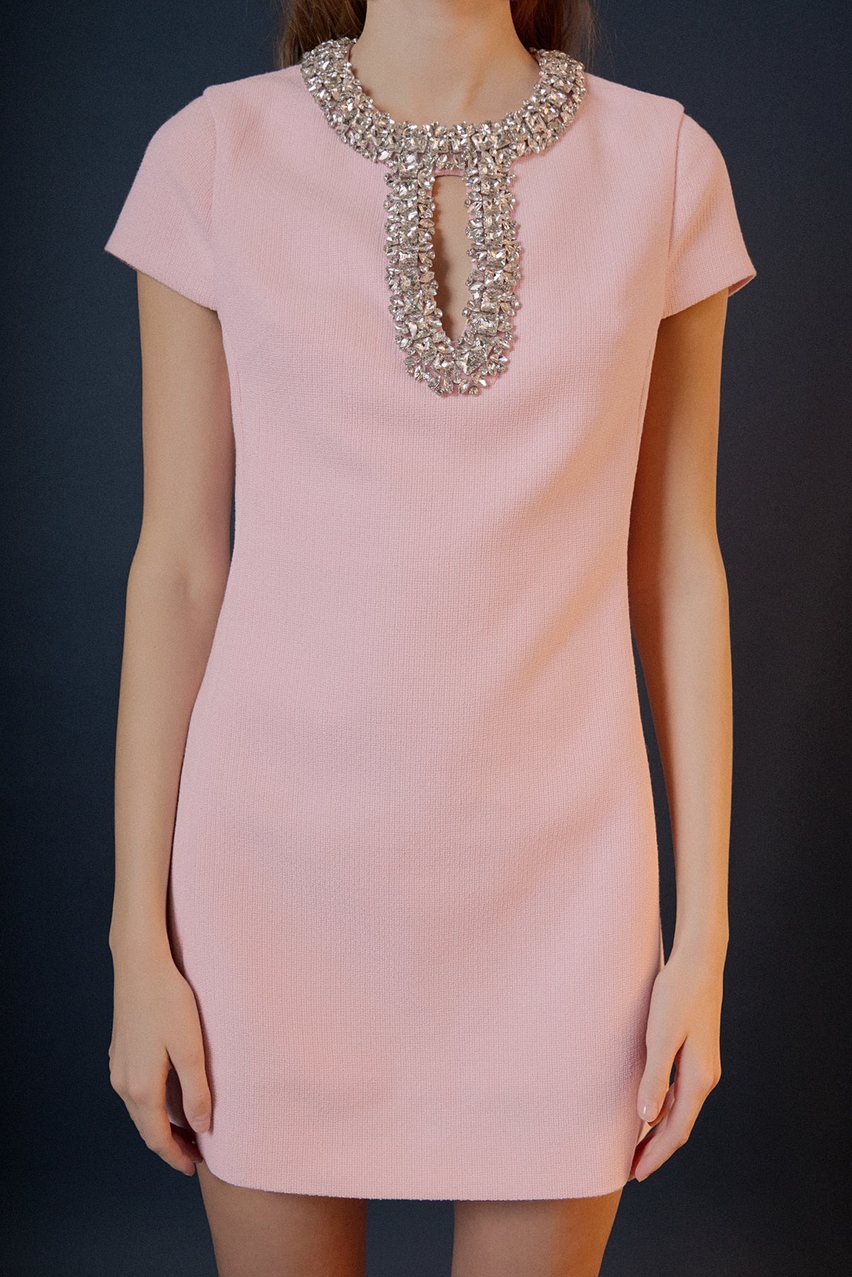 ENDLESS ROSE - Jewel Trim Neck Mini Dress - DRESSES available at Objectrare