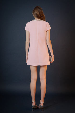 ENDLESS ROSE - Jewel Trim Neck Mini Dress - DRESSES available at Objectrare