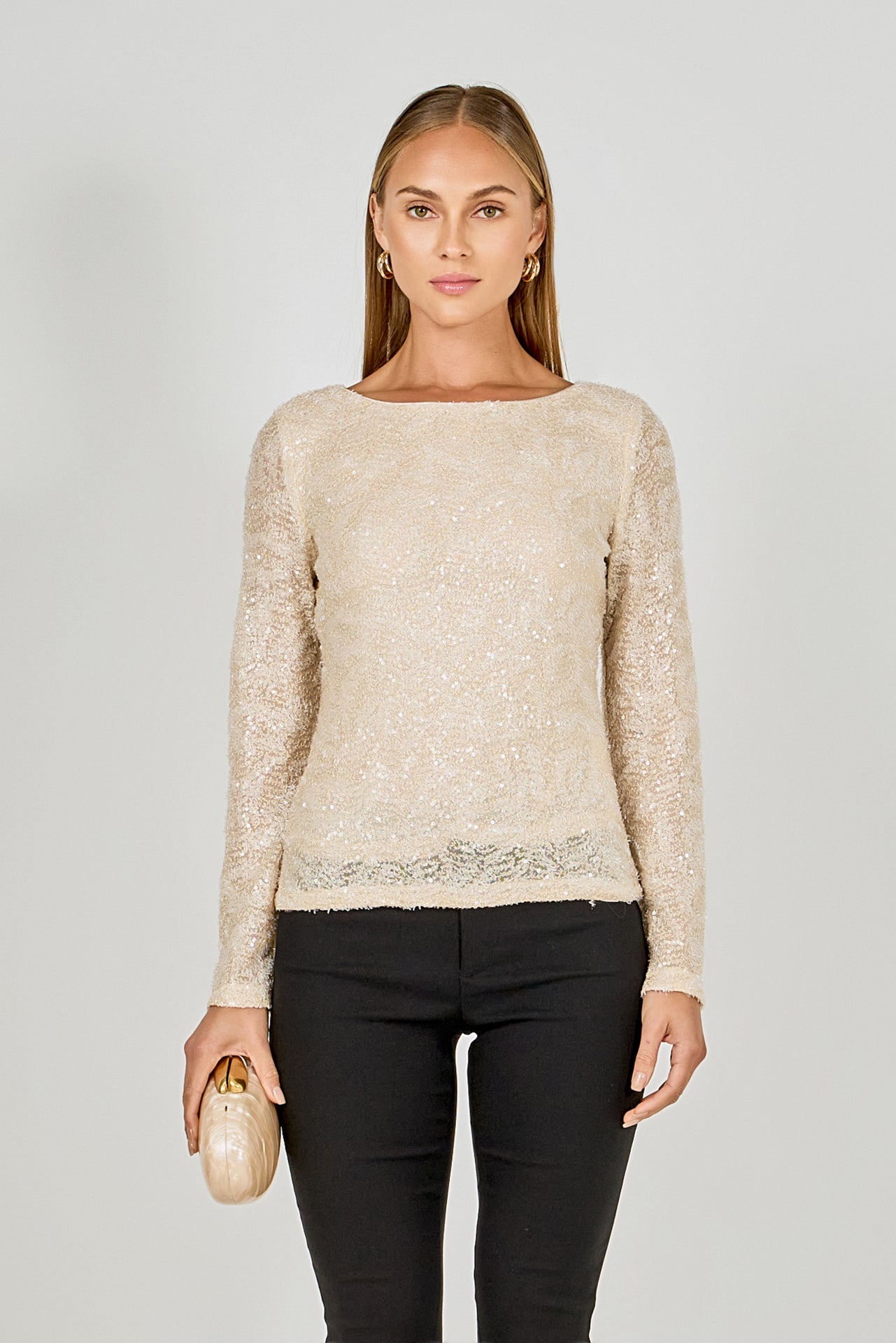 Scoop Neck Sequin Top