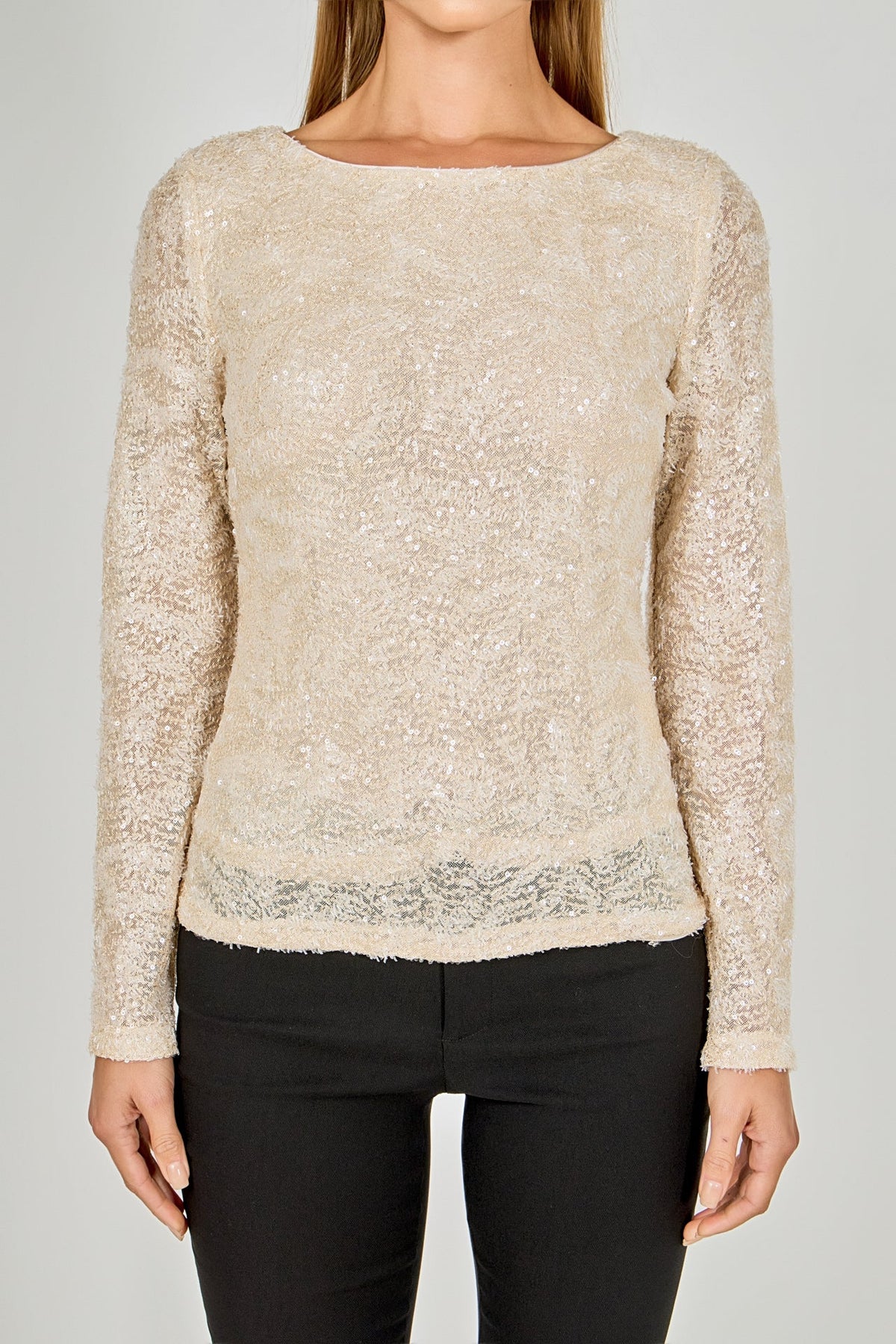 ENDLESS ROSE - Scoop Neck Sequin Top - TOPS available at Objectrare