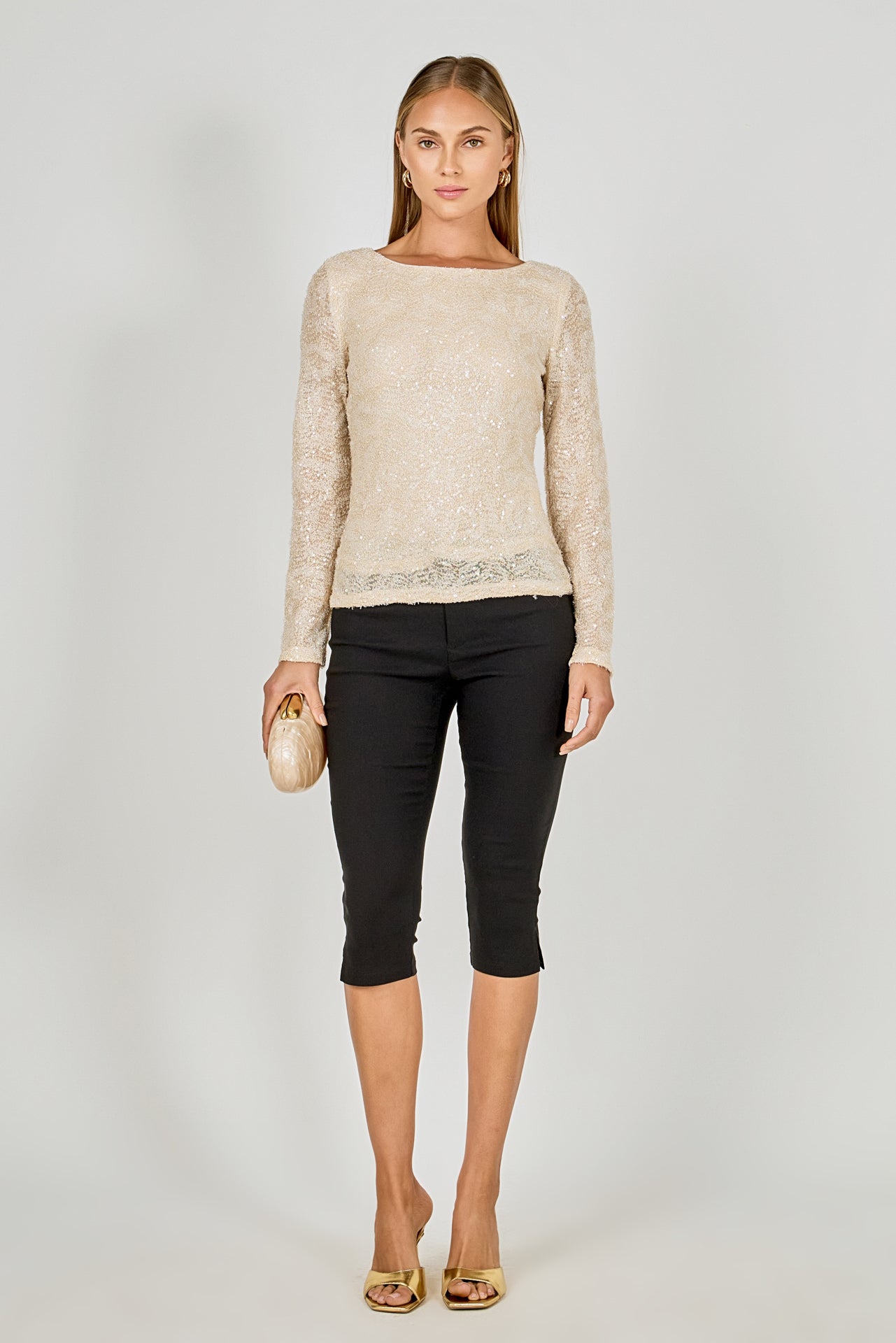 ENDLESS ROSE - Scoop Neck Sequin Top - TOPS available at Objectrare