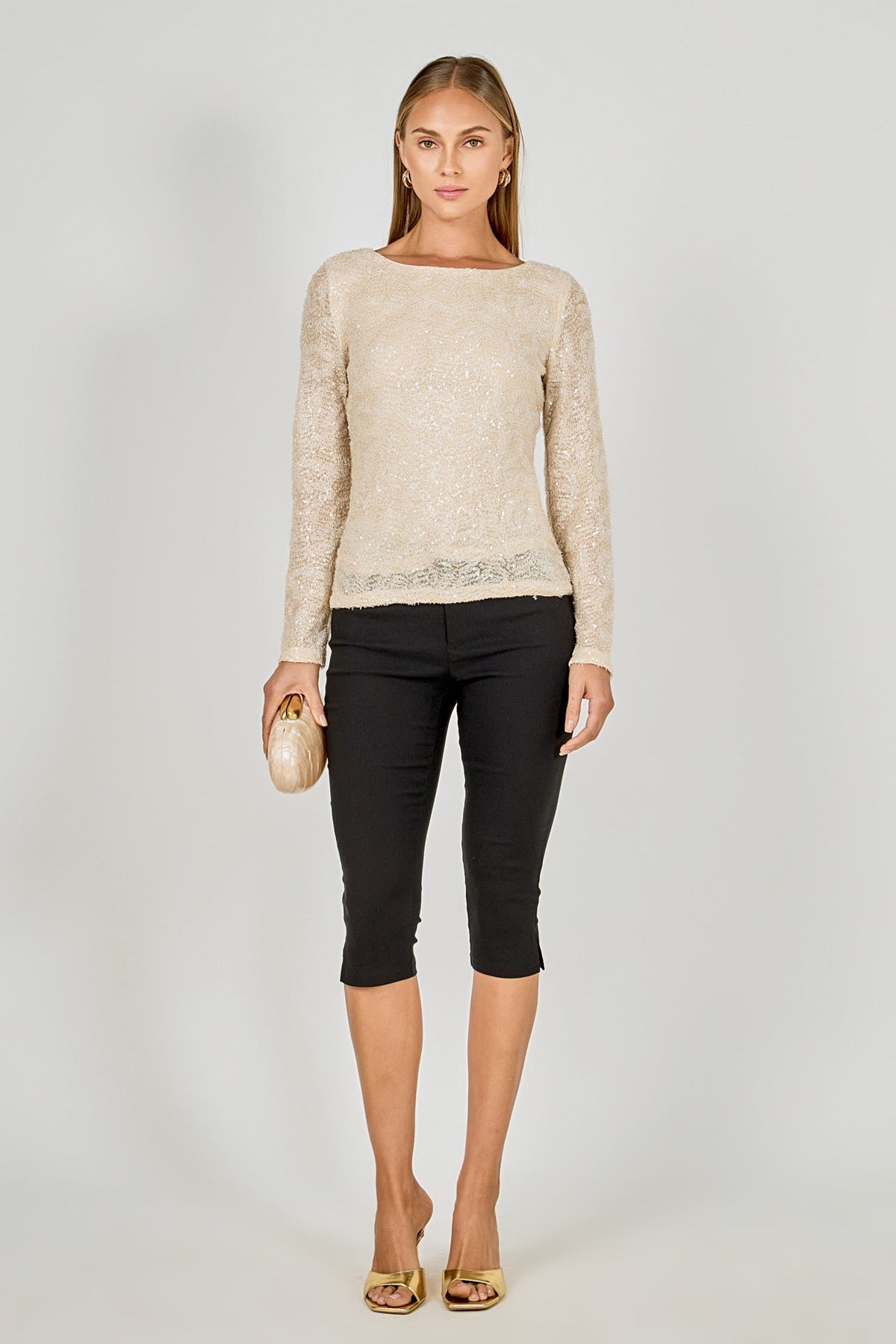 ENDLESS ROSE - Scoop Neck Sequin Top - TOPS available at Objectrare