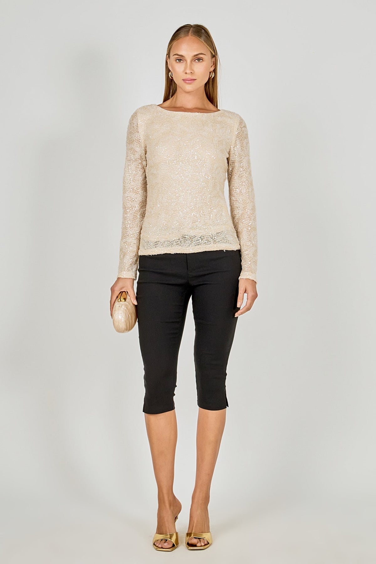 Scoop Neck Sequin Top