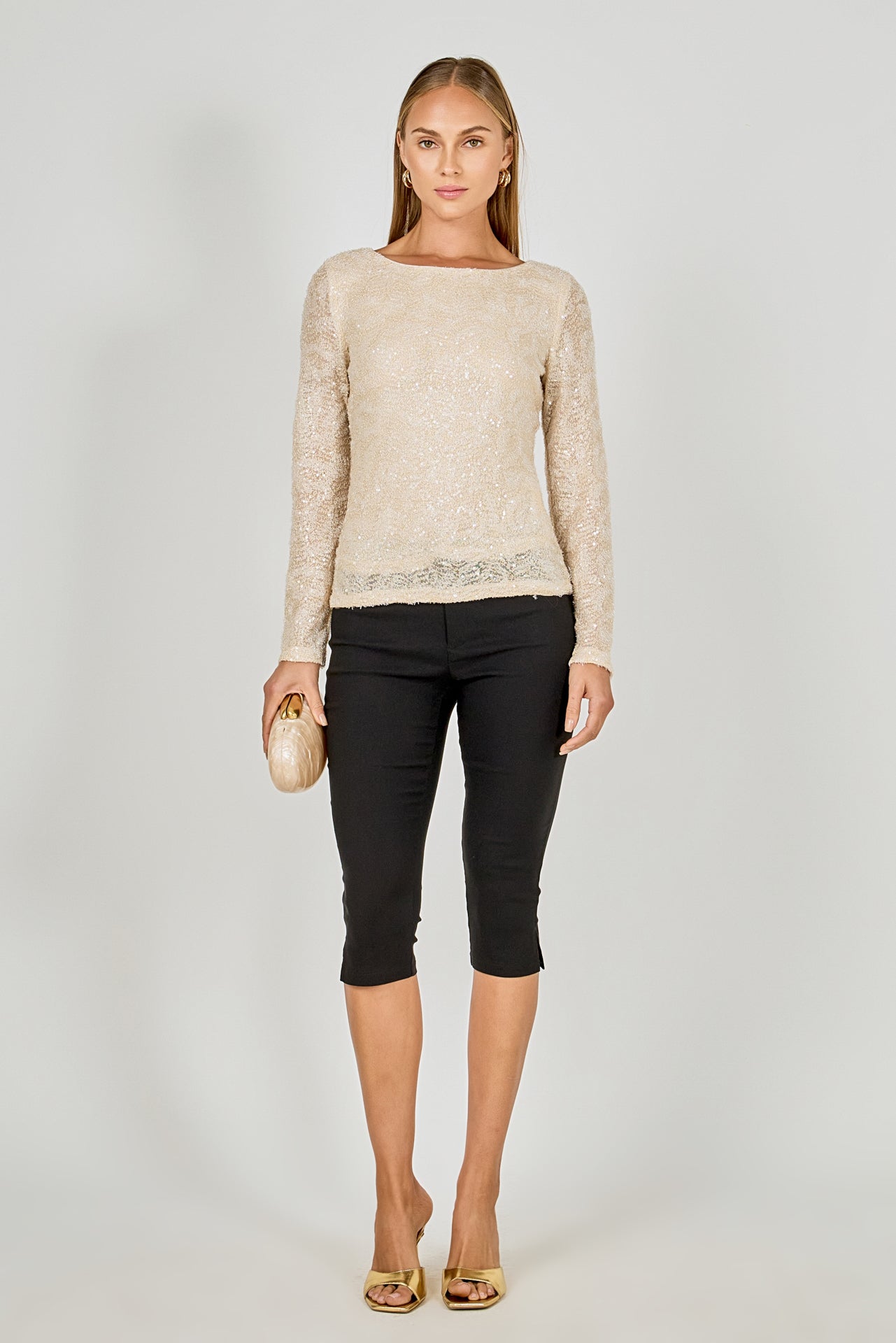 Scoop Neck Sequin Top
