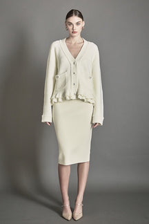 ENDLESS ROSE - Fuzzy Ruffled Cardigan - SWEATERS & KNITS available at Objectrare