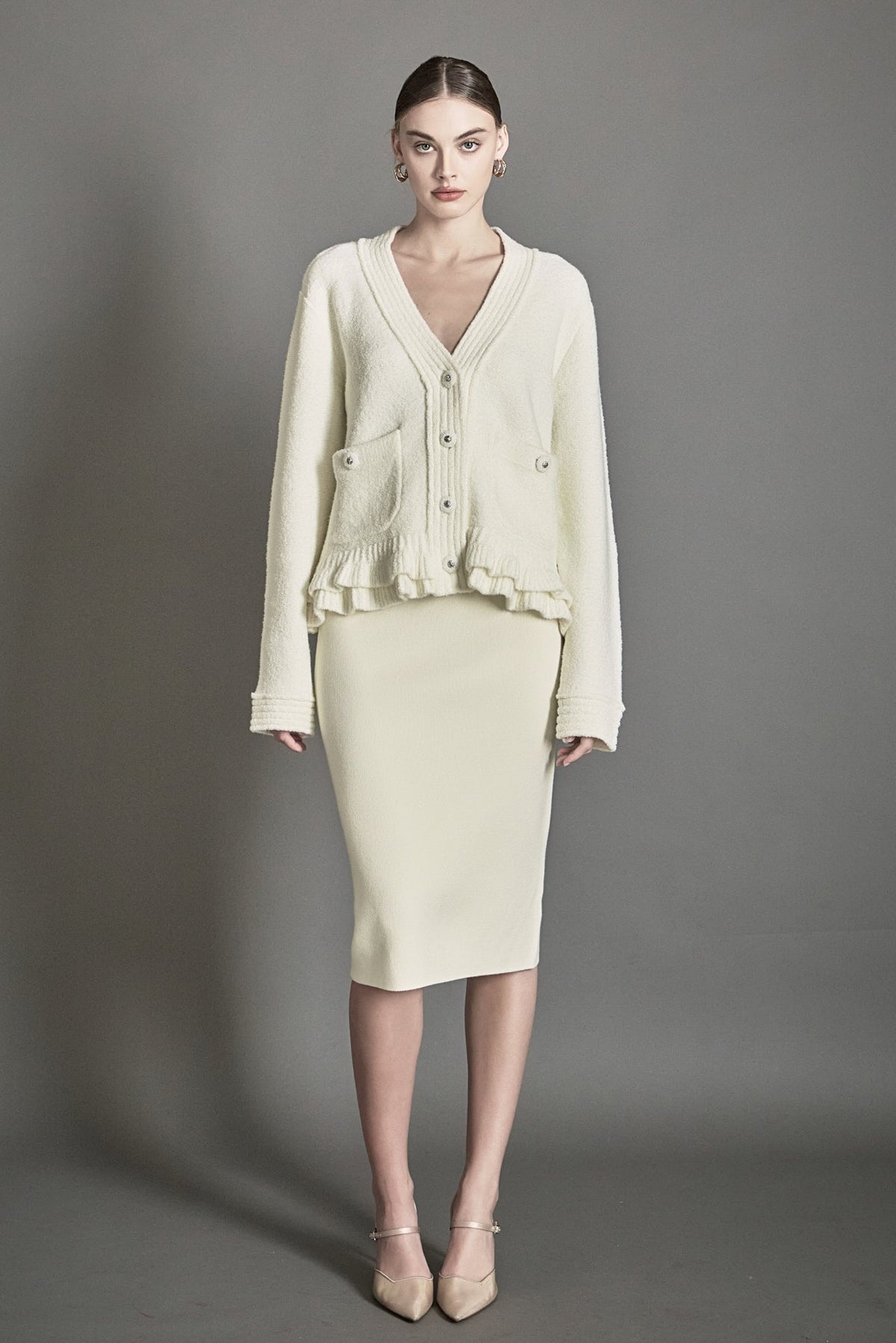 ENDLESS ROSE - Fuzzy Ruffled Cardigan - SWEATERS & KNITS available at Objectrare