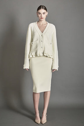 ENDLESS ROSE - Fuzzy Ruffled Cardigan - SWEATERS & KNITS available at Objectrare