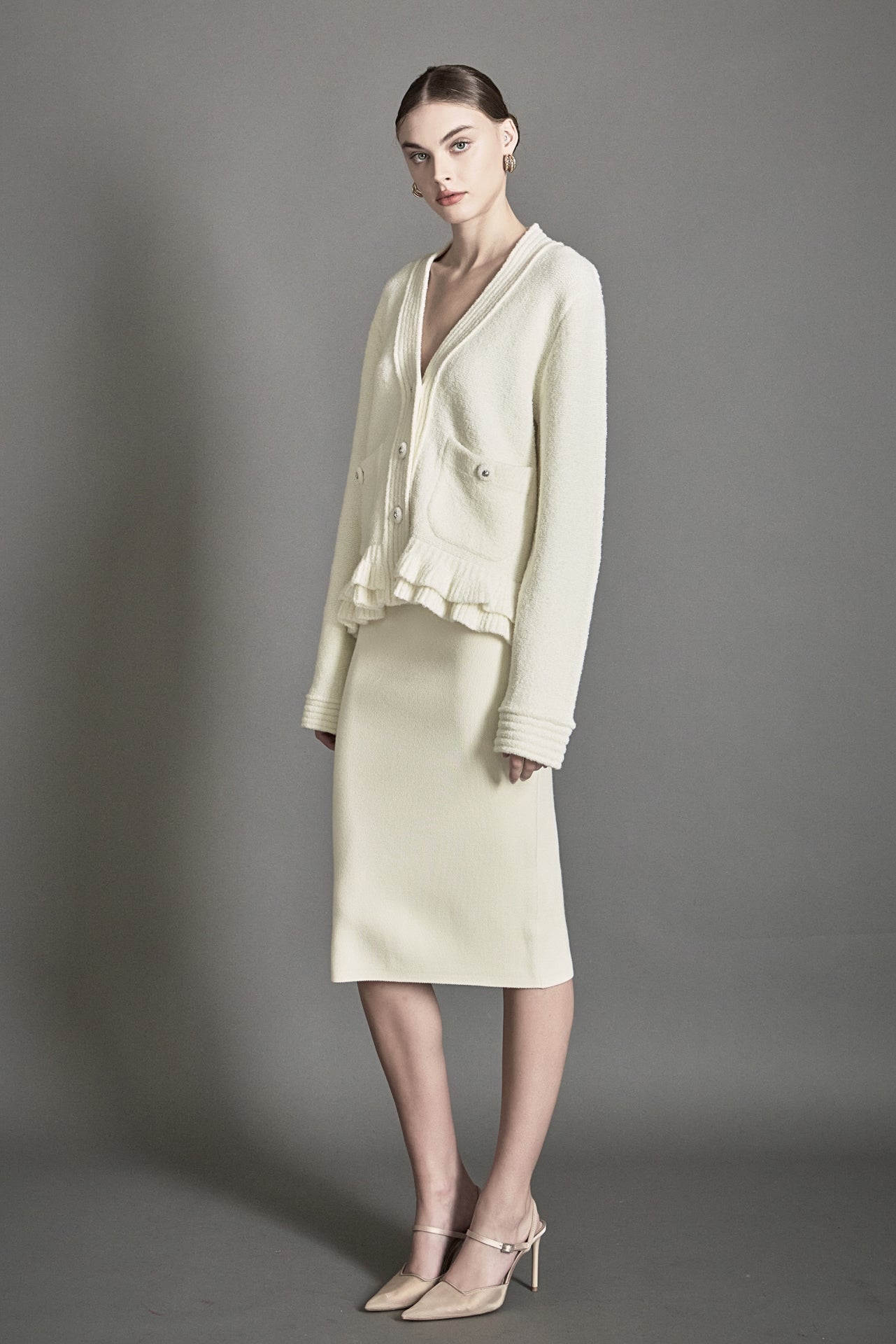 ENDLESS ROSE - Fuzzy Ruffled Cardigan - SWEATERS & KNITS available at Objectrare