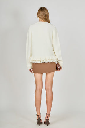 ENDLESS ROSE - Fuzzy Ruffled Cardigan - SWEATERS & KNITS available at Objectrare