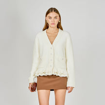 ENDLESS ROSE - Fuzzy Ruffled Cardigan - SWEATERS & KNITS available at Objectrare