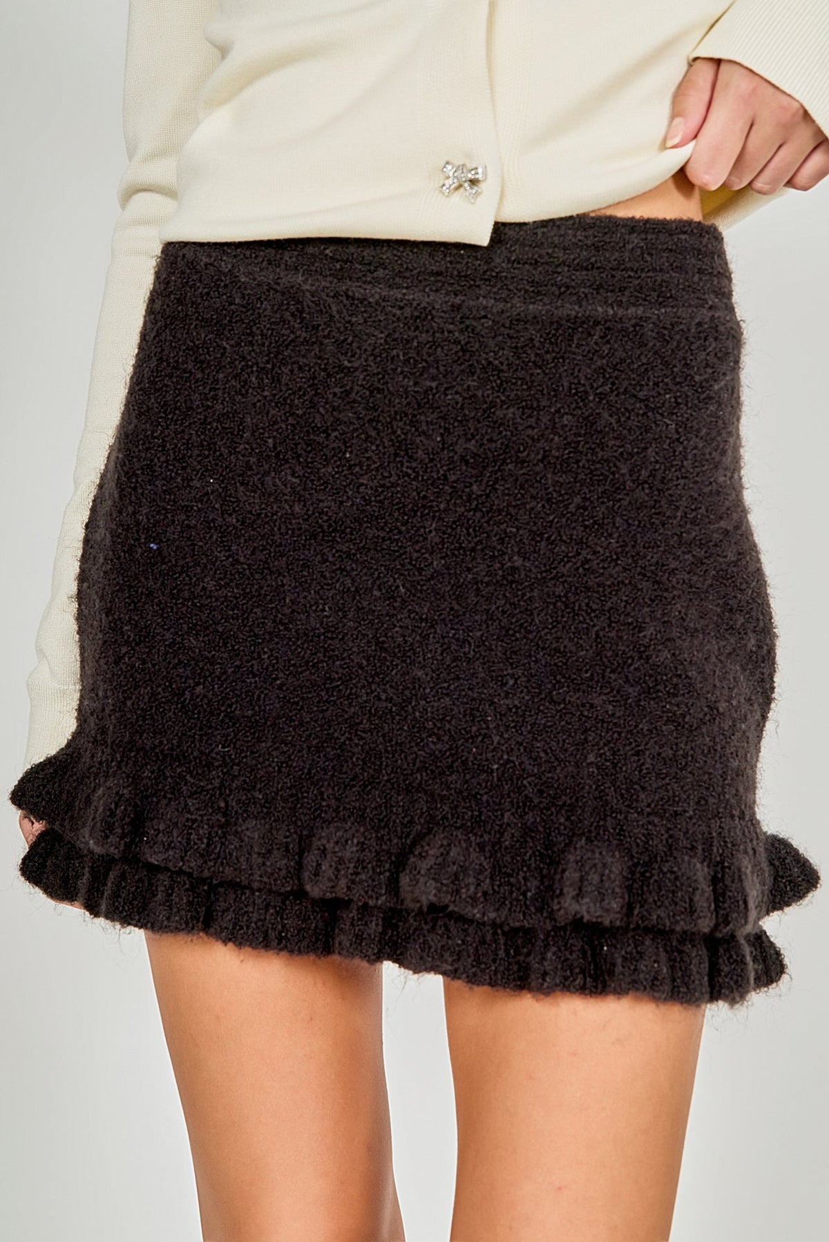 ENDLESS ROSE - Knit Ruffles Mini Skirt - SKIRTS available at Objectrare