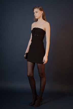 ENDLESS ROSE - Sequin Trimmed Strapless Mini Dress - DRESSES available at Objectrare
