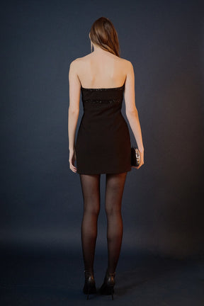ENDLESS ROSE - Sequin Trimmed Strapless Mini Dress - DRESSES available at Objectrare