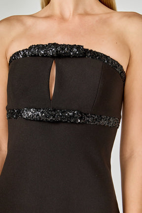 ENDLESS ROSE - Sequin Trimmed Strapless Mini Dress - DRESSES available at Objectrare