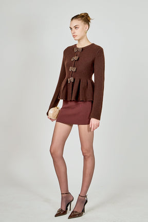 ENDLESS ROSE - Bow Trim Flared Cardigan - SWEATERS & KNITS available at Objectrare