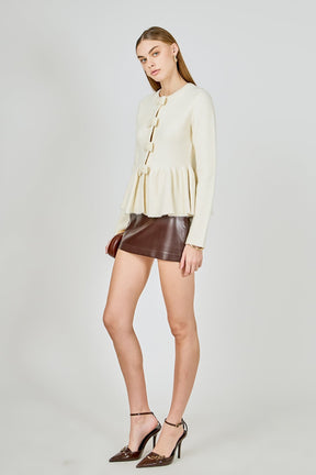 ENDLESS ROSE - Bow Trim Flared Cardigan - SWEATERS & KNITS available at Objectrare